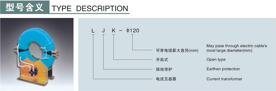 LJK-φ120型零序電流互感器型號(hào)說明